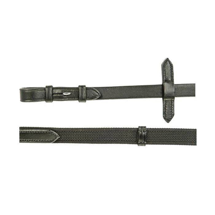 HKM Reins interwoven with rubber - Brown- Cob/ Full Size