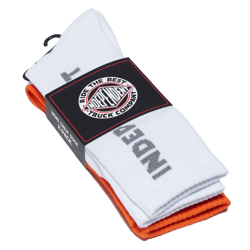 Independent Baseline Crew 2 Pack Of Socks - White/Orange