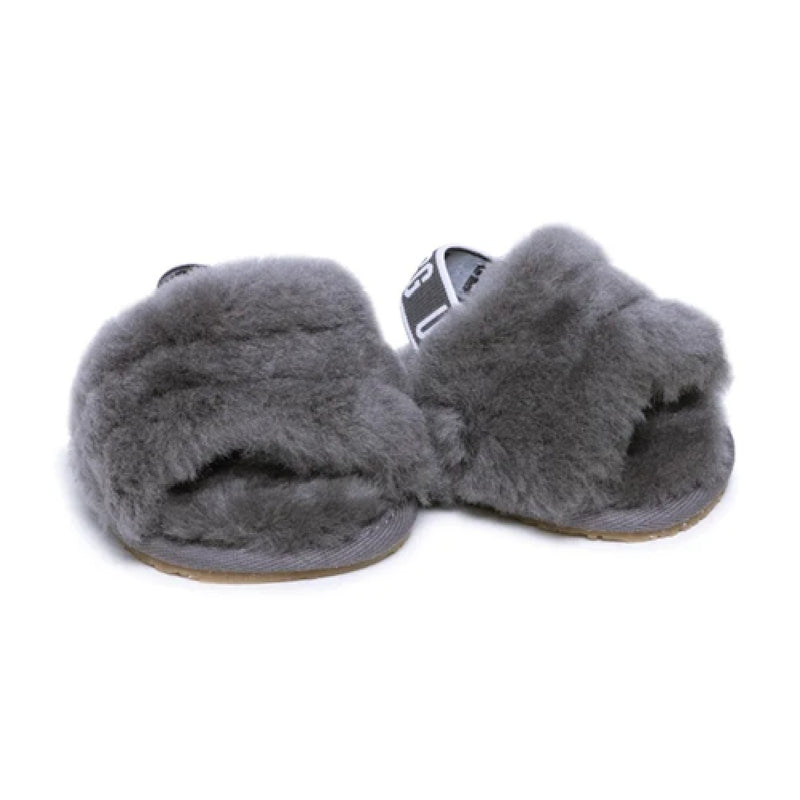 Infant UGG Fluff Yeah Slide Charcoal (1098577I-CHRC)