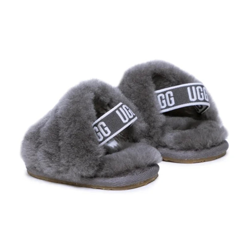 Infant UGG Fluff Yeah Slide Charcoal (1098577I-CHRC)