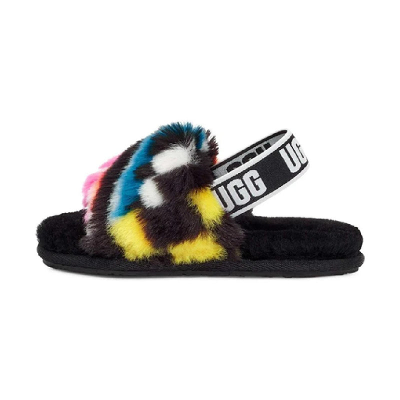 Infant UGG Fluff Yeah Slide Checks Black Multi (1130391I-BLKM)