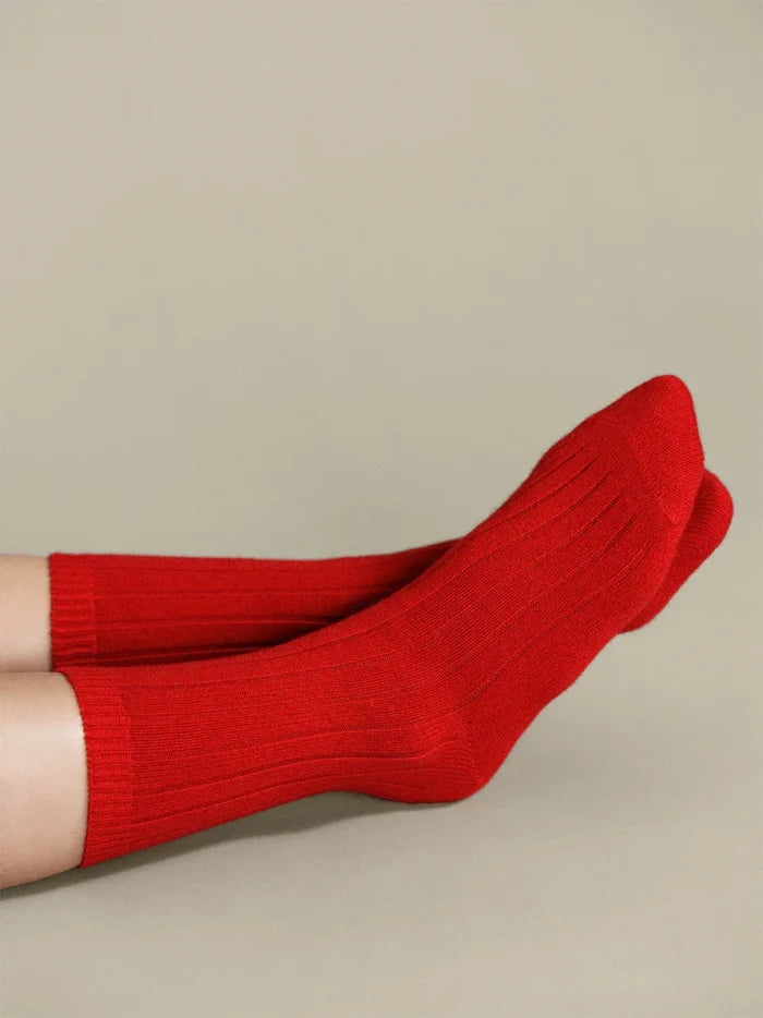 Italia Cashmere Cozy Rib Crew sock - Scarlet