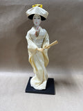 Japanese Bride Doll On Wooden Stand With Fan