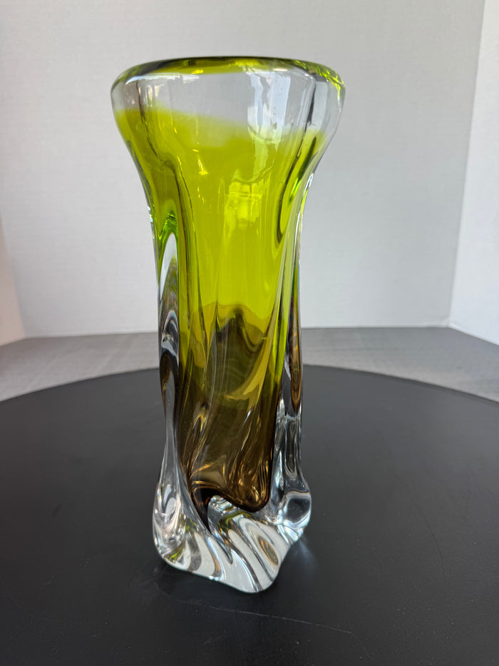Joska Waldglashütte Style Green Ombré Art Glass Vase