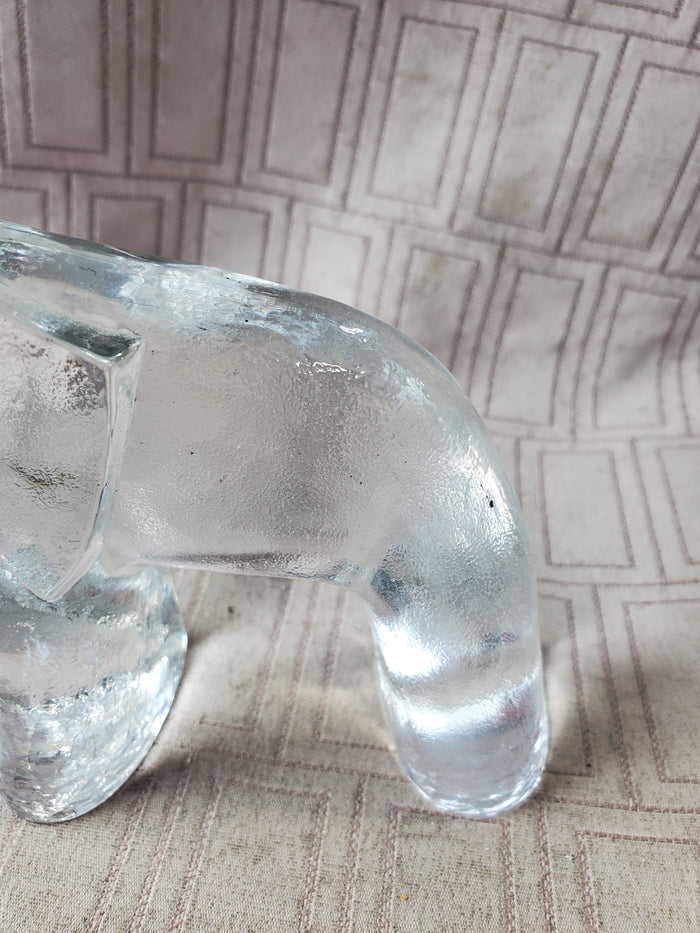 Kosta Boda Style Clear Glass Elephant Paperweight