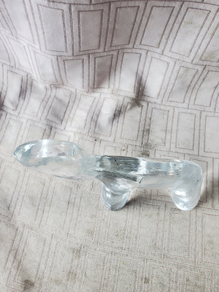 Kosta Boda Style Clear Glass Elephant Paperweight