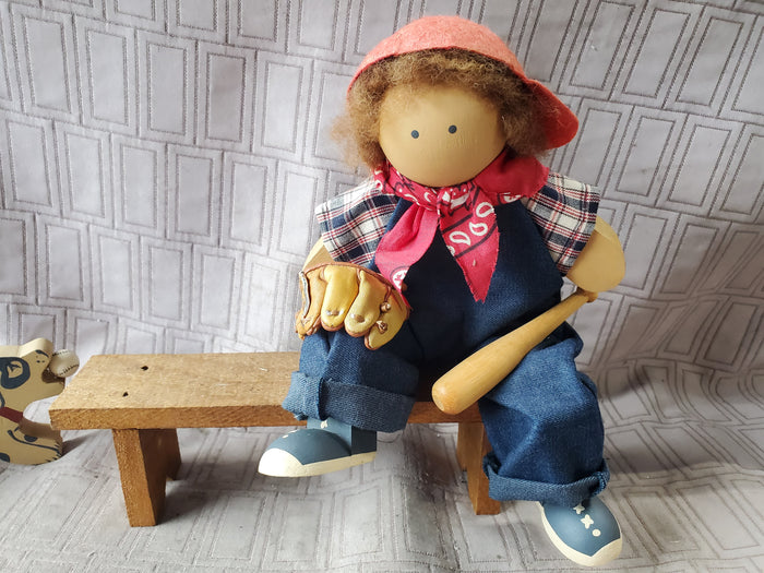 Ladie and Friends Lizzie High Boy on Bench with Dog Doll