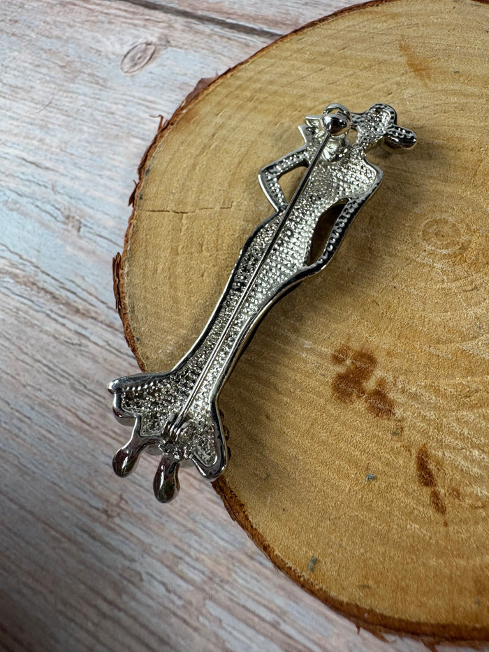Lady in Purple Enamel Silver Tone Brooch