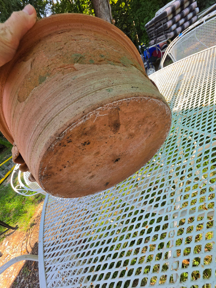 Large Shallow Terracotta Planter w/Flower Embellishment