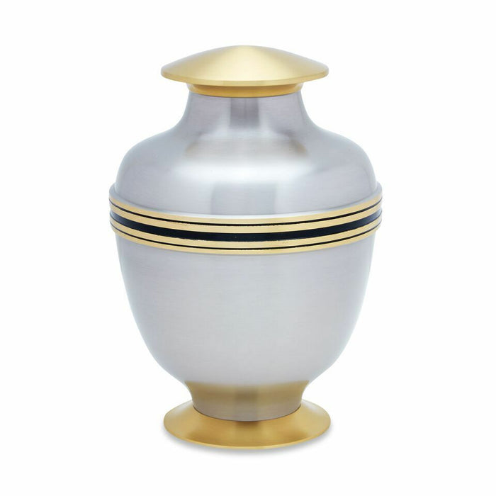 Large/Adult 210 Cubic Ins  Venice White & Gold Funeral Cremation Urn for Ashes