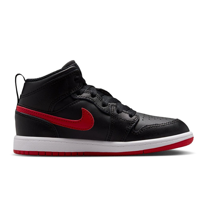 Little Kid's Jordan 1 Mid Black/University Red-White (DQ8424 005)