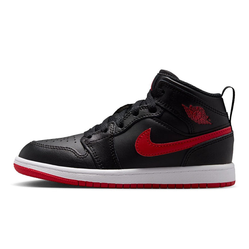 Little Kid's Jordan 1 Mid Black/University Red-White (DQ8424 005)