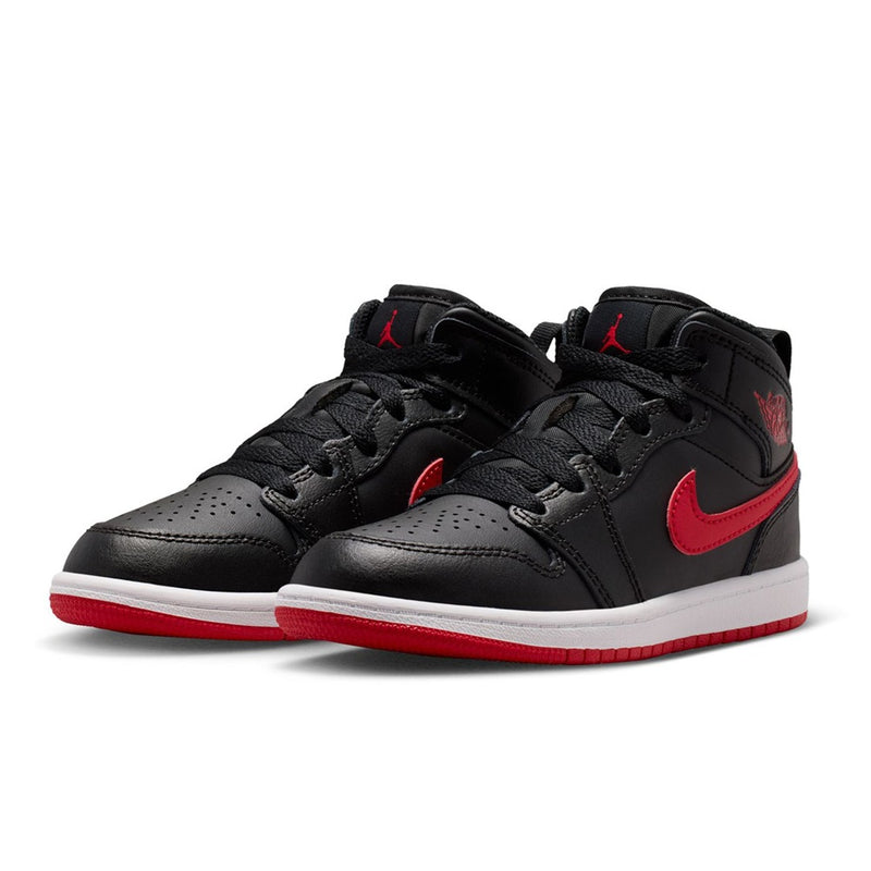 Little Kid's Jordan 1 Mid Black/University Red-White (DQ8424 005)