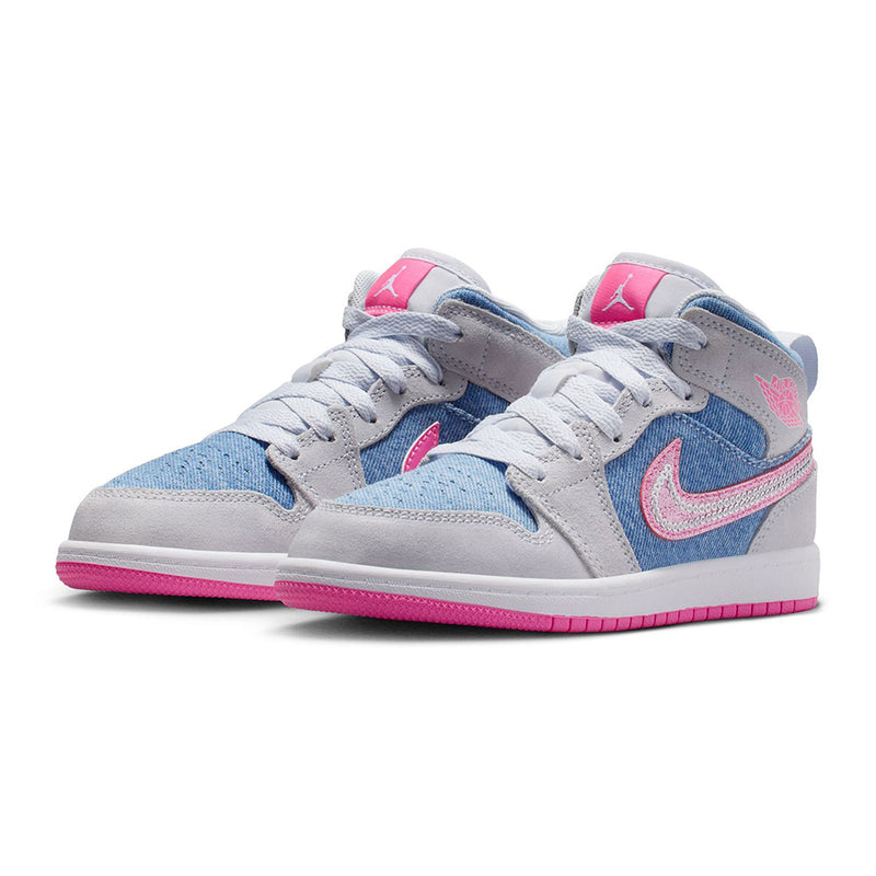 Little Kid's Jordan 1 Mid SE Cobalt Bliss/Pink Glow-White (HQ1998 400)