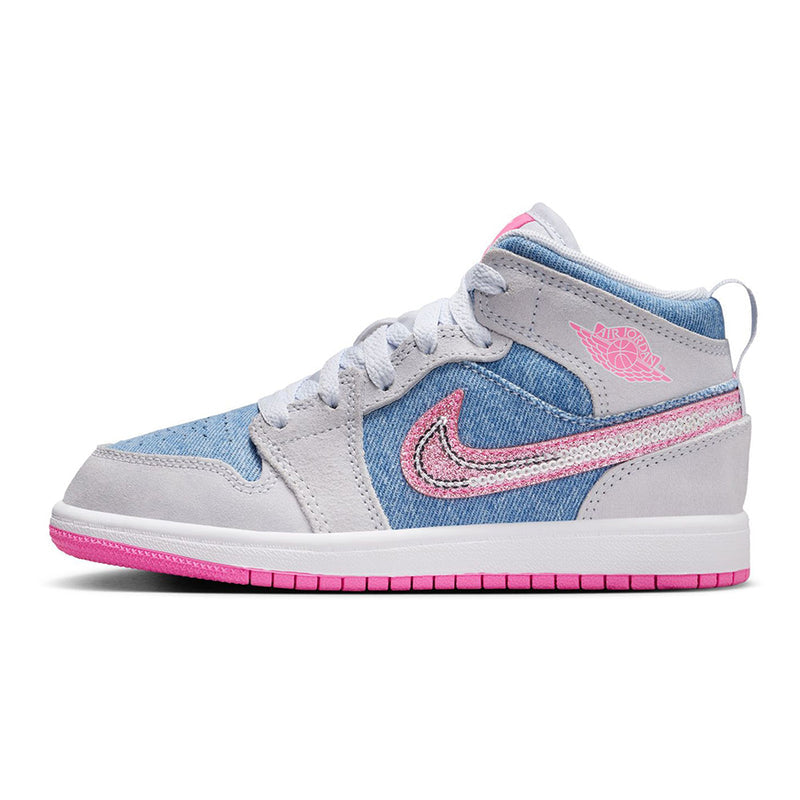 Little Kid's Jordan 1 Mid SE Cobalt Bliss/Pink Glow-White (HQ1998 400)