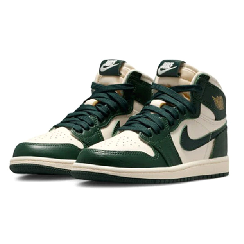 Little Kid's Jordan 1 Retro High OG Pale Ivory/Pro Green-Fir (FD2597 101)
