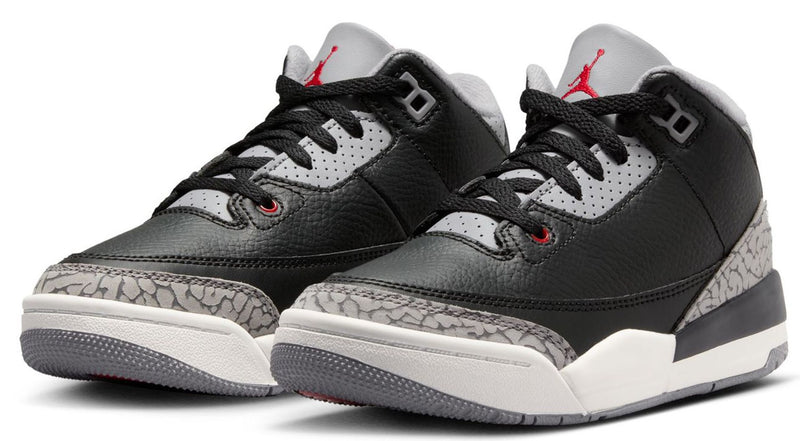 Little Kid's Jordan 3 Retro Black/Fire Red-Cement Grey (DM0966 010)