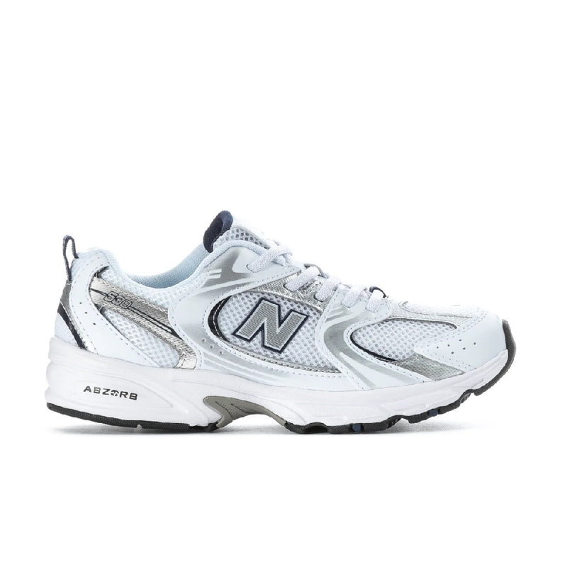 Little Kid's New Balance 530 Bungee Lace White Grey (PZ530SB1)