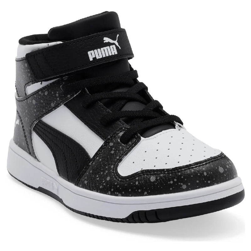 Little Kid's Puma Rebound Layup AOP Splat V PS Blk-Wht-Gray (407814 01)