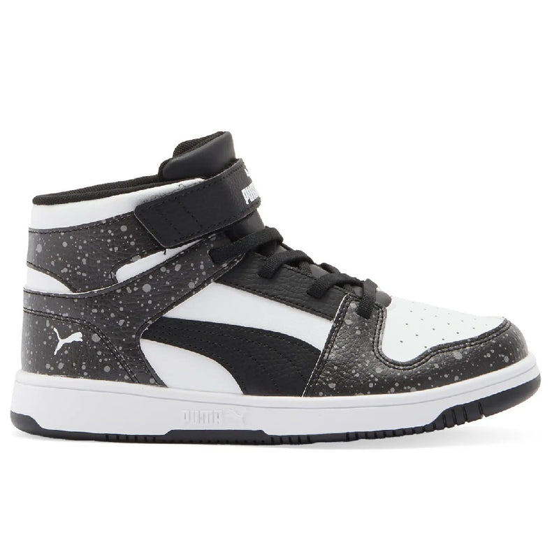 Little Kid's Puma Rebound Layup AOP Splat V PS Blk-Wht-Gray (407814 01)