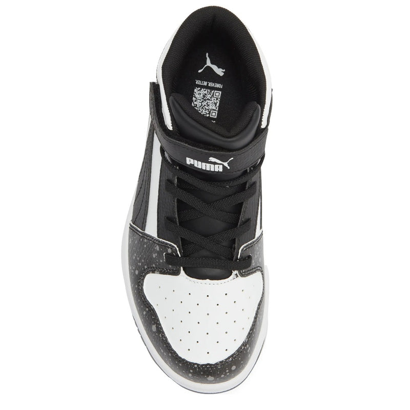 Little Kid's Puma Rebound Layup AOP Splat V PS Blk-Wht-Gray (407814 01)