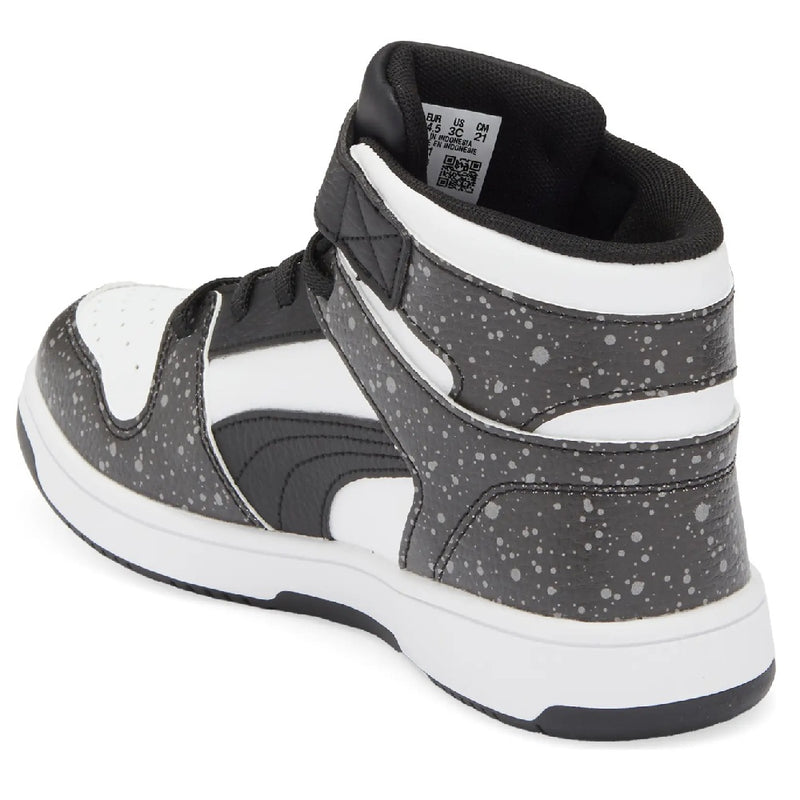 Little Kid's Puma Rebound Layup AOP Splat V PS Blk-Wht-Gray (407814 01)