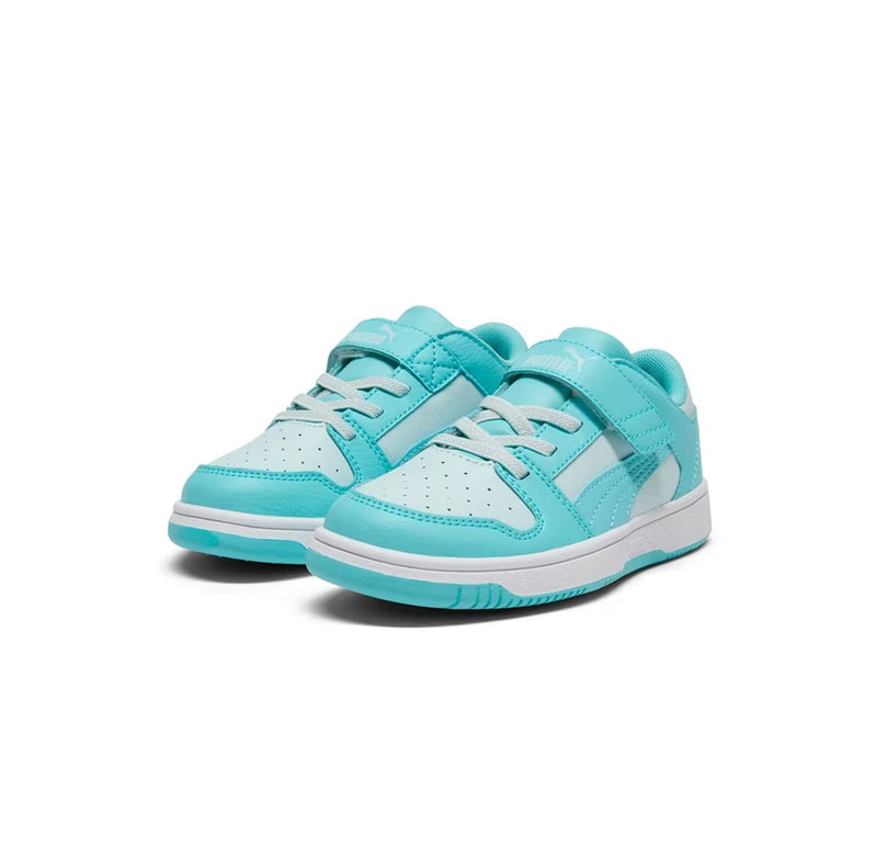 Little Kid's Puma Rebound Layup Lo RCL V PS Safe lake-Light Aqua-Dewdrop (403295 03)