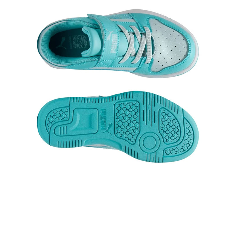Little Kid's Puma Rebound Layup Lo RCL V PS Safe lake-Light Aqua-Dewdrop (403295 03)