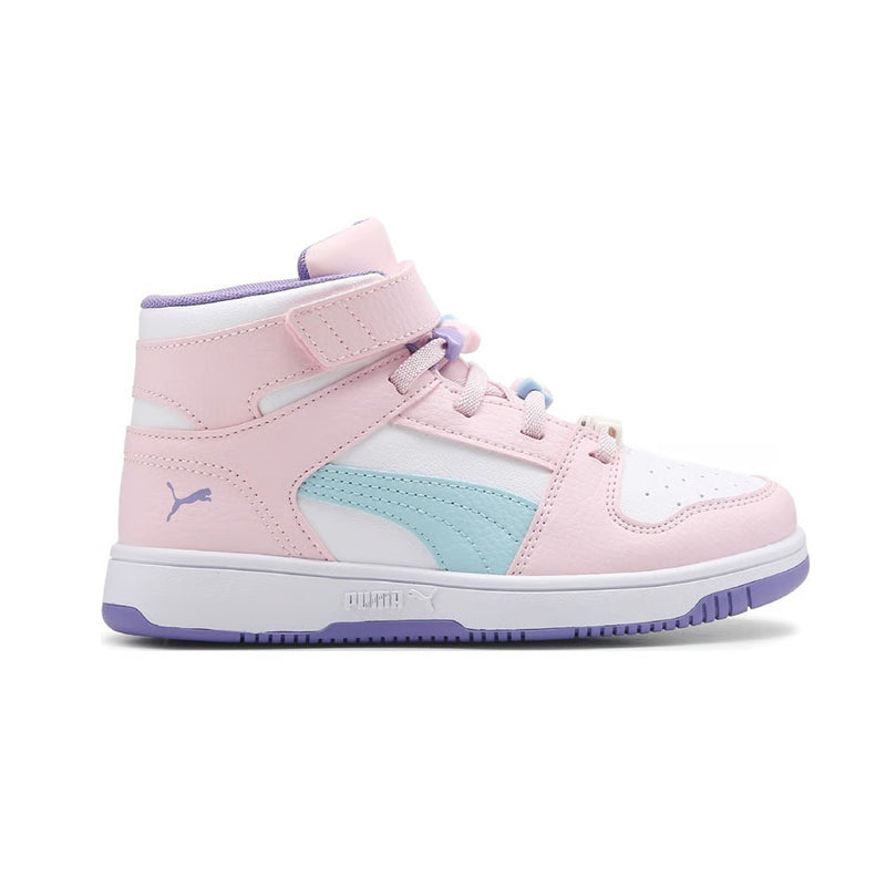 Little Kid's Puma Rebound Layup RCL V White-Pink-Light Aqua (405197 02)