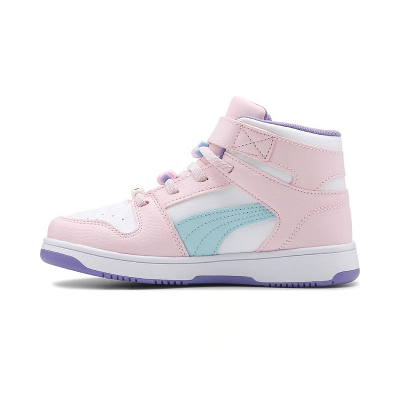 Little Kid's Puma Rebound Layup RCL V White-Pink-Light Aqua (405197 02)
