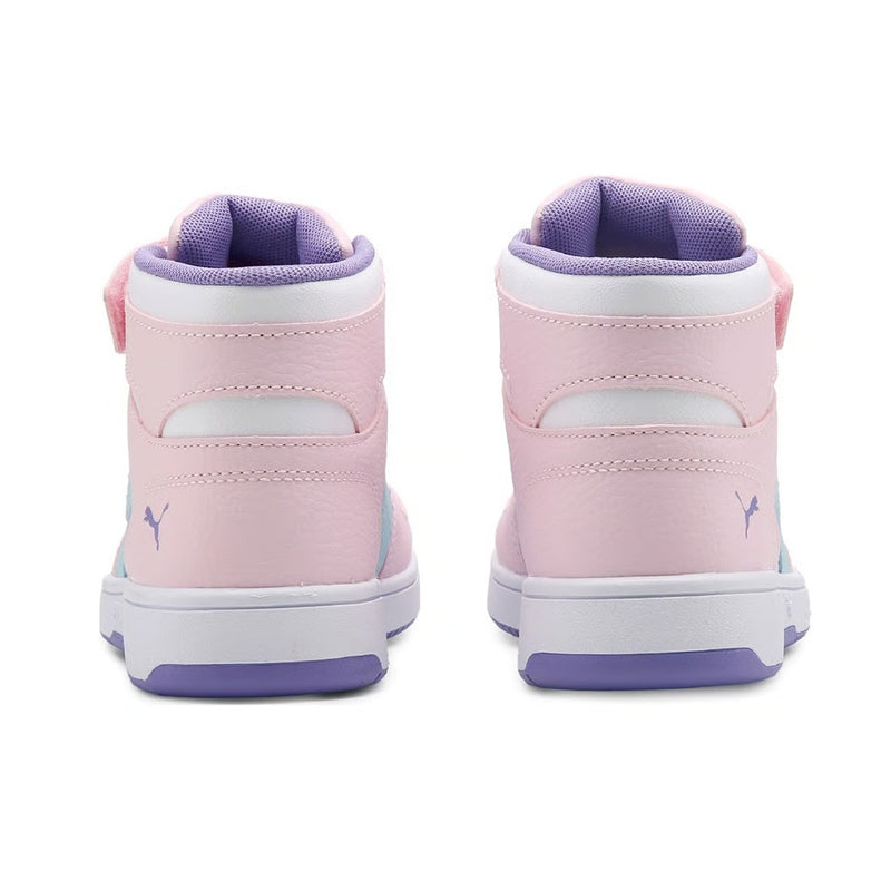 Little Kid's Puma Rebound Layup RCL V White-Pink-Light Aqua (405197 02)