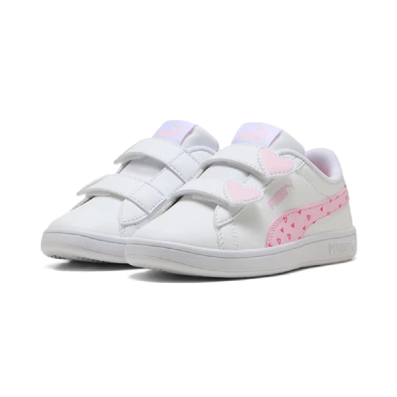 Little Kid's Puma Smash 3.0 Hearty V PS Puma White-Pearl Pink (405638 01)