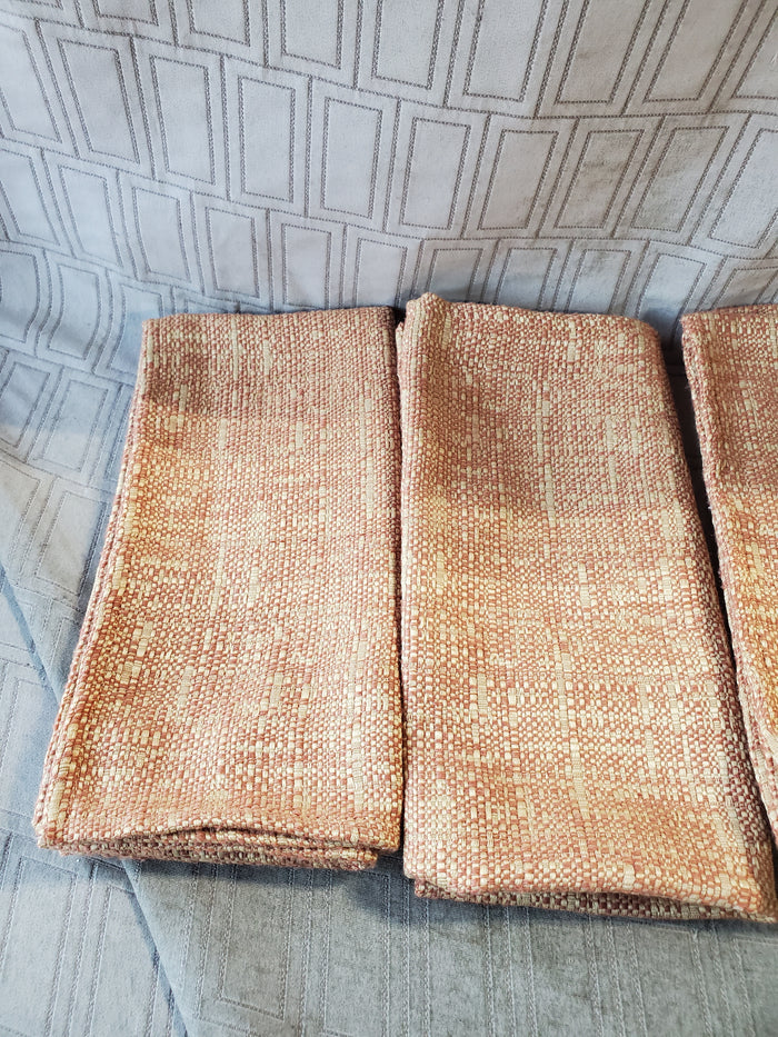 Lot of 12 Orange Toned Textured Fabric Napkins