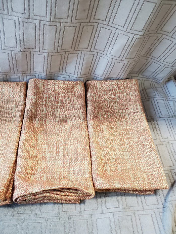 Lot of 12 Orange Toned Textured Fabric Napkins