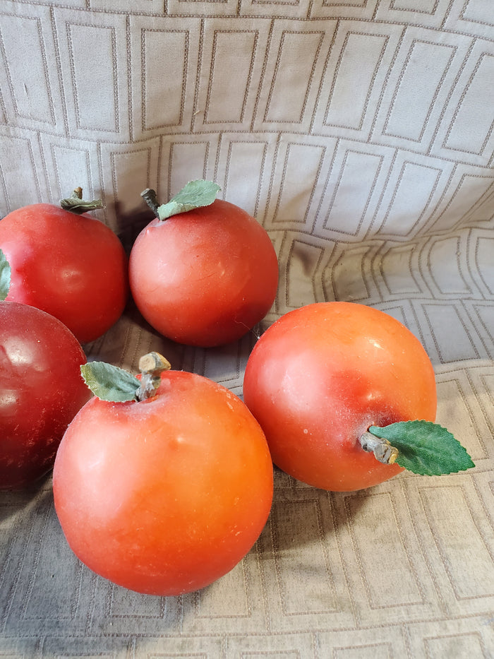 Lot of Red Plastic Waxy Decorative Apples