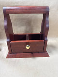 Mahogany Wood Desktop Letter Organizer Box Caddy