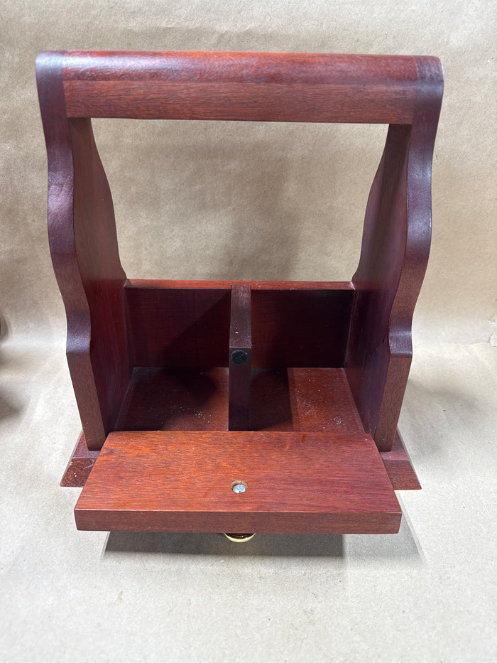 Mahogany Wood Desktop Letter Organizer Box Caddy