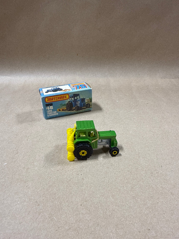 Matchbox 46 Ford Tractor & Harrow With Box