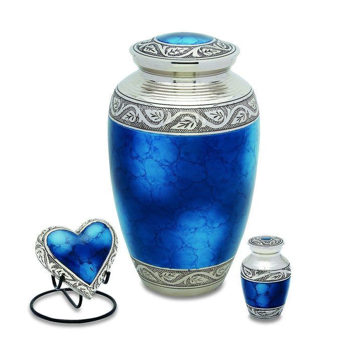 Mediterranean Blue 3 Cubic Inches Small/Keepsake Funeral Cremation Urn for Ashes