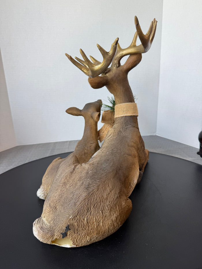 Melrose Papa Deer and Fawn Large Resin Sculpture AS IS (READ DESCRIPTION CAREFULLY)