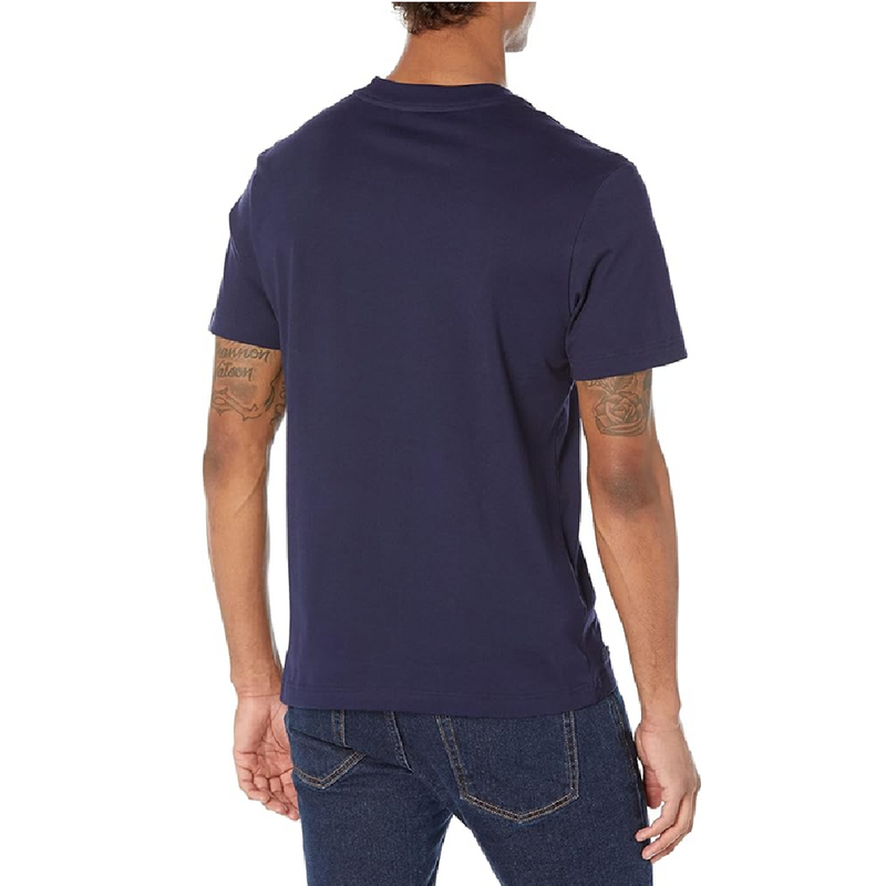 Men's Lacoste Navy Blue Short Sleeve Made in France Print Organic Cotton T-Shirt