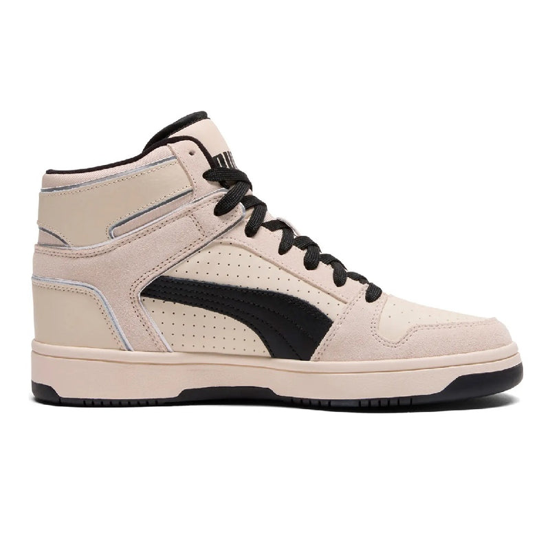 Men's Puma Rebound Layup Suede Piping Alpine Snow-Black-Silver (406347 01)