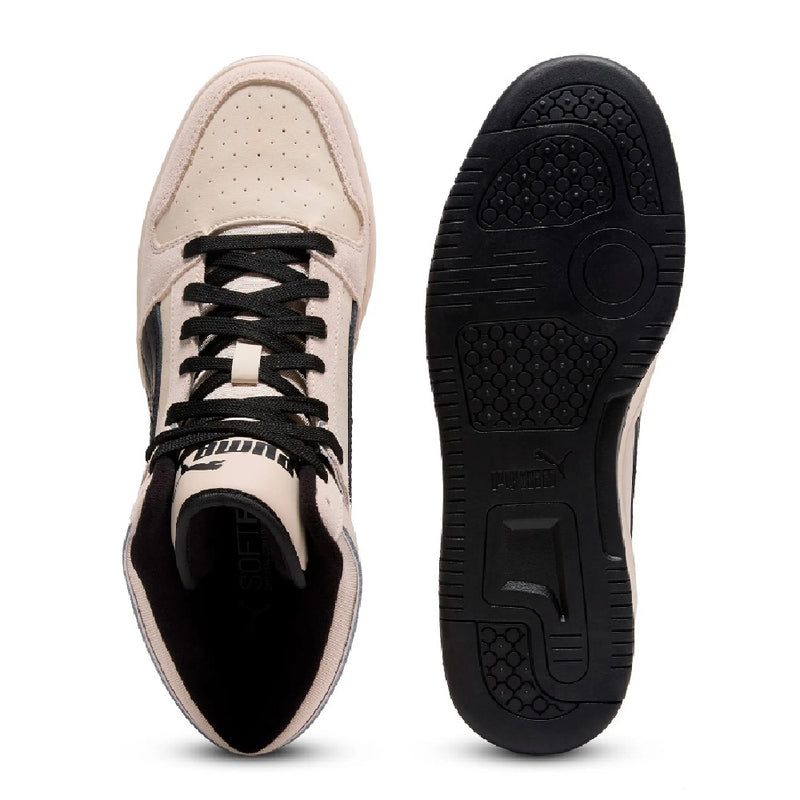 Men's Puma Rebound Layup Suede Piping Alpine Snow-Black-Silver (406347 01)