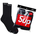 Men's Supreme x Hanes Crew Socks 4 Pack Black - OS