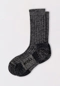 A pair of Woolx Mens Joey Crew Socks in Stone Grey, featuring a thick ribbed design, marled pattern, and "RoToTo" printed in black on the sole, displayed against a plain light background.