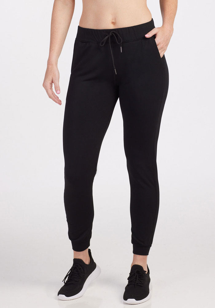 Womens merino wool jogger pants tall - Black