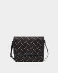 Messenger Bag In Black Nylon With a Chevron Logo Print