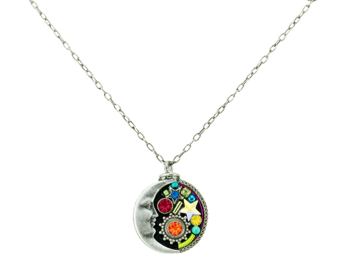 Moon Pendant Necklace Multicolor