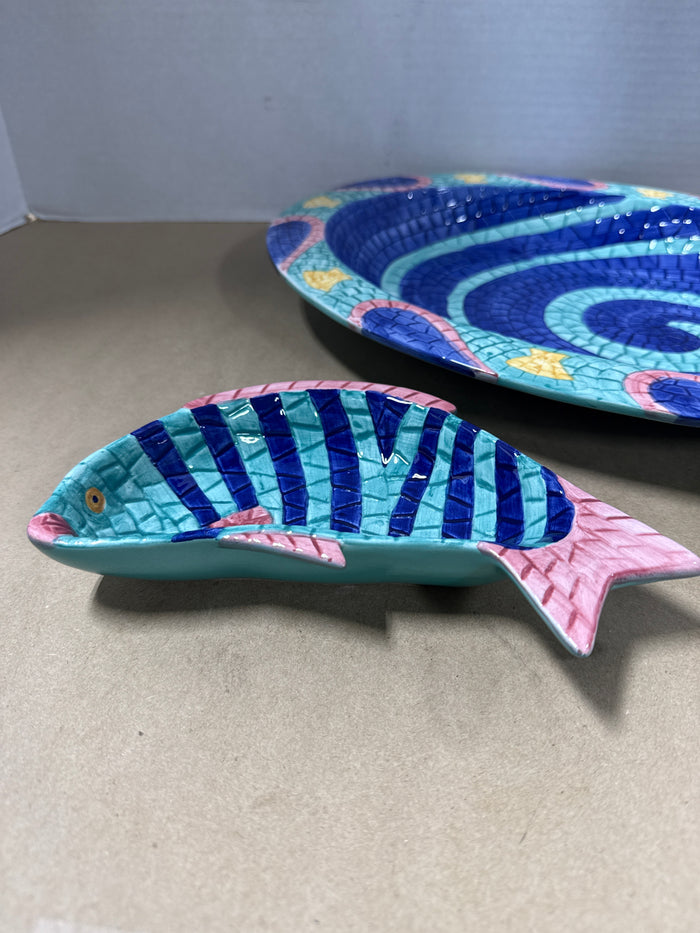 Mosaic Clay Art Fish Chips And Dip Tray With Box
