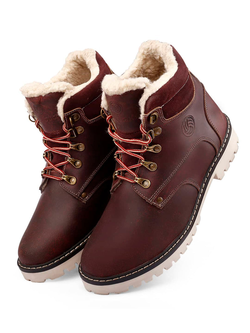Bacca Bucci MOSCOW Splash-proof Leather Fashion Boots for Bikers Riders Trekking Backpacking Hiking with Fur Lining